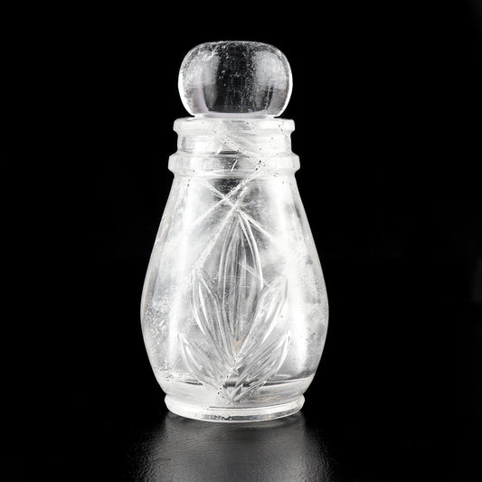 Crystal Quartz Hand carving Storage Bottle
