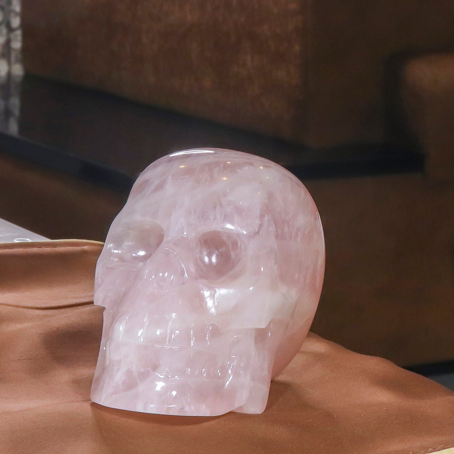 Rose Quartz Hand Carved Skull